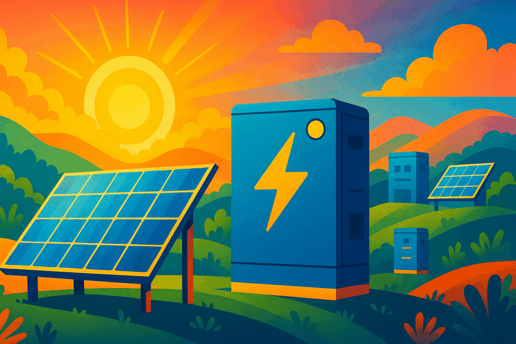 Erneuerbare Energie bei Sonnenuntergang