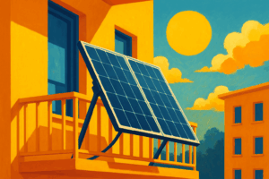 Solaranlage auf sonnigem Balkon