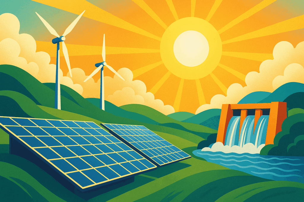Erneuerbare Energien in harmonischer Landschaft
