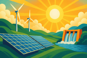 Erneuerbare Energien in harmonischer Landschaft