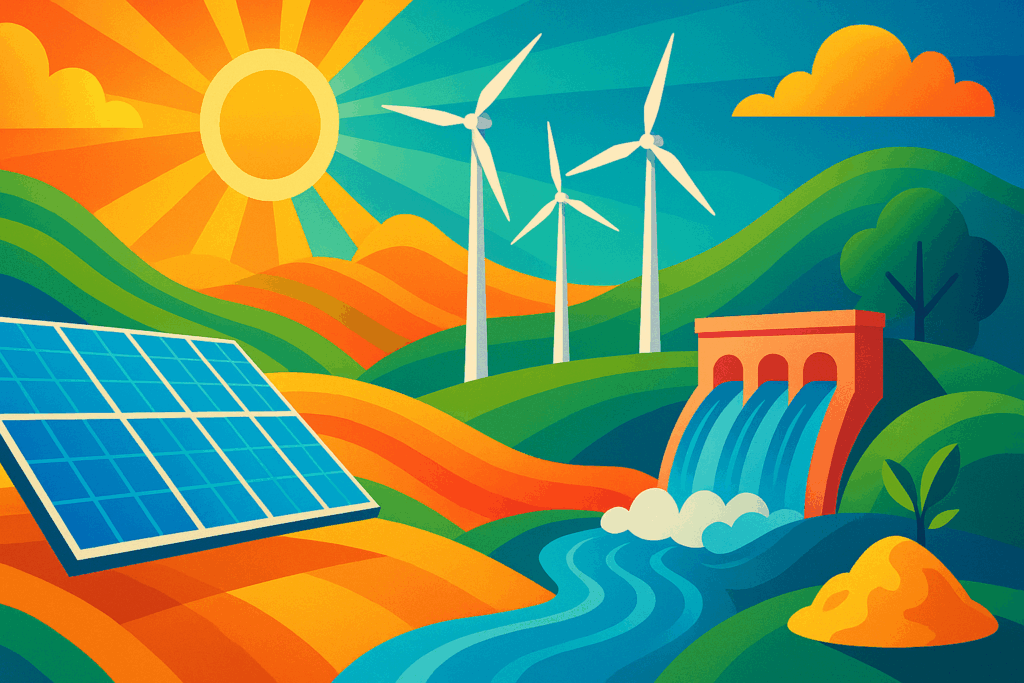 Erneuerbare Energien in harmonischer Landschaft