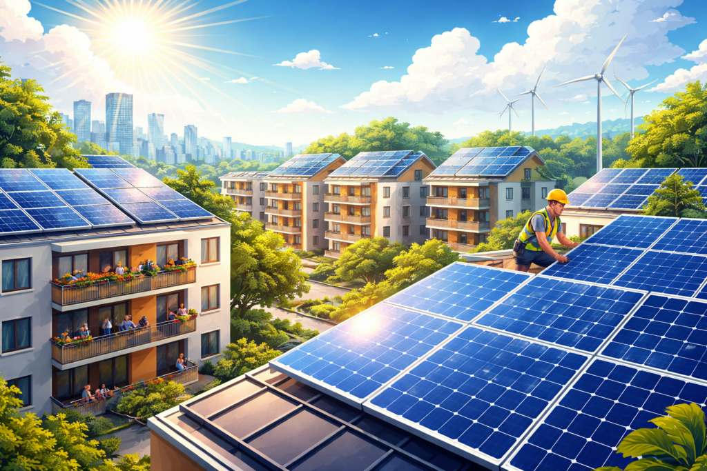 Solarenergie auf modernen Apartments